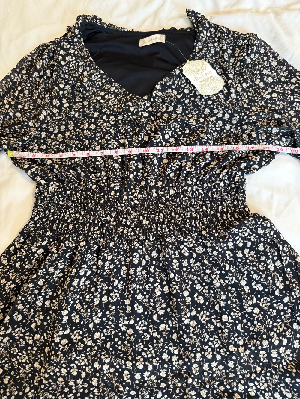NWT Altar'd State Black and Cream Floral Ruffle Dress Women’s Medium - Picture 9 of 12